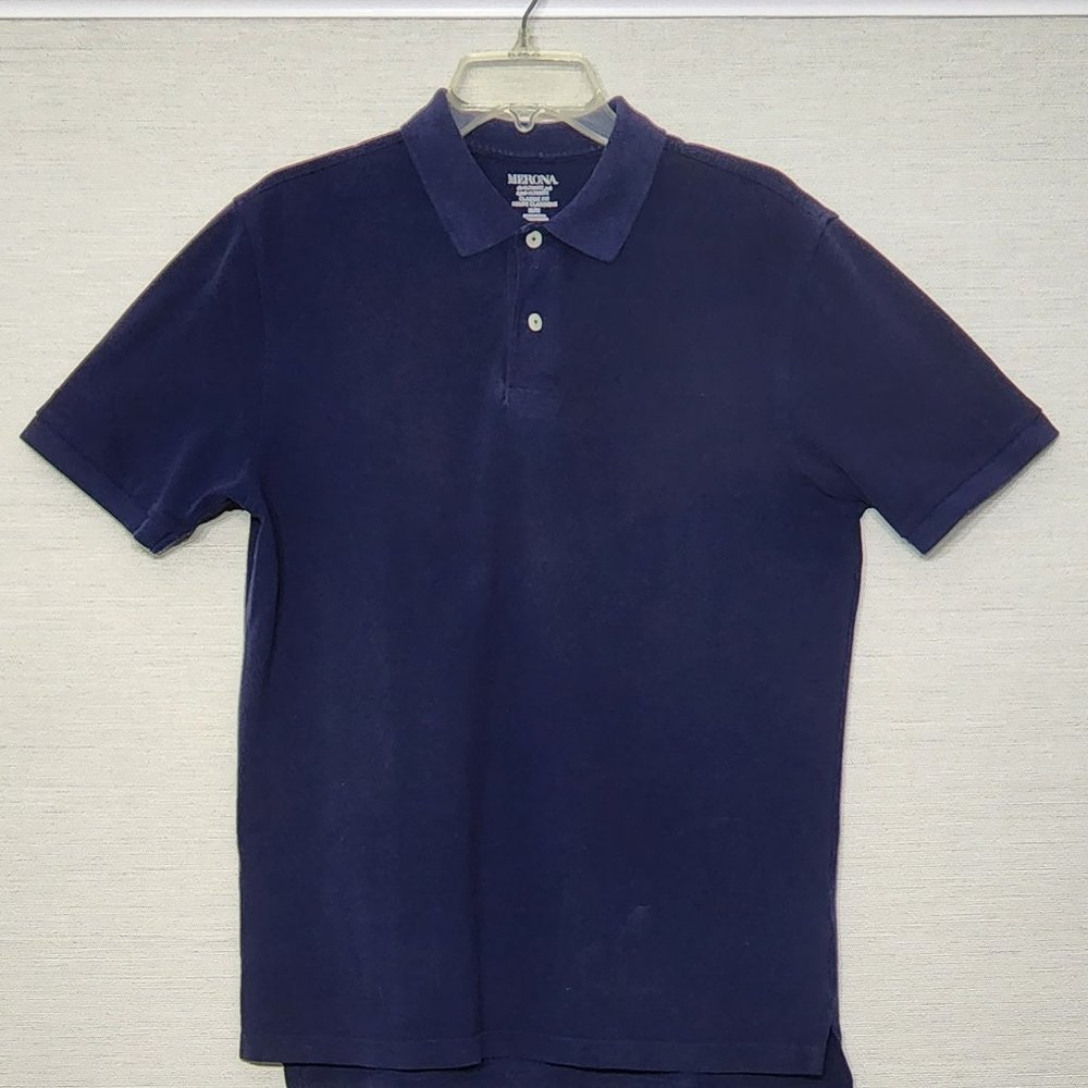 Merona Blue Men’s Cotton Polo Shirt, Casual Medium